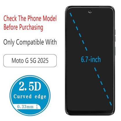 2 Pack Screen Protector for Motorola Moto G 5G 2025 Tempered Glass - color: Clear-Moto G 5G 2025