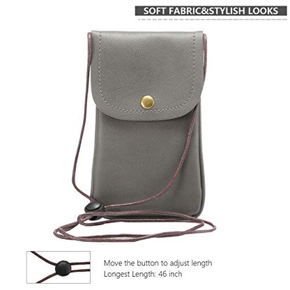 Cell Phone Neck Pouch, PU Leather Carrying Bag with Credit Card Holder Adjustable Strap, Small Travel Purse for iPhone 11 XR XS Max SE 8 7 6 Plus, Galaxy S10 S7 Edge A10 J7, Moto G6 (Gray) - color: 01 Gray