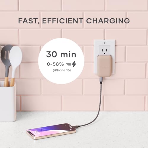 Satechi OntheGo 67W Wall Charger, GaN USB-C Fast Charging, Desert Rose - color: Desert Rose