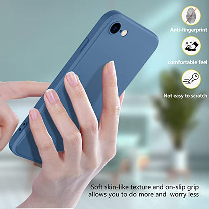Compatible with iPhone SE 2022/2020/8/7 Case 4.7 inch,Soft Touch | Silicone Full-Body Protective Case,Neck Lanyard Strap,Non-Yellowing Dropproof Protective Phone Cover Slim Thin,Blue(1-5) - color: Blue