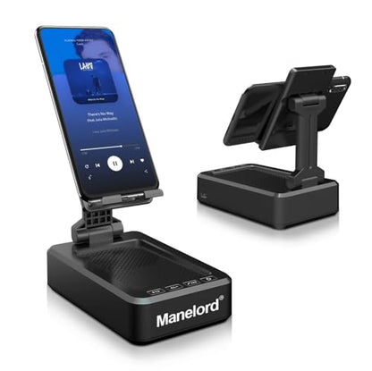 Cell Phone Stand with Wireless Bluetooth Speaker Compatible for iPhone/Samsung/iPad Tablet, Anti-Slip Design Phone Stand with HD Surround Sound for Home,Office,Outdoor etc. - color: Black