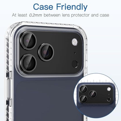 [2 Pack Camera Lens Protector for iPhone 17 Pro Max,9H Tempered Glass,Aviation Aluminum Plate Cover,Night Circle,No Bubble,HD Clarity,Case Friendly,Easy Installation-Black - size: for iPhone 17 Pro Max