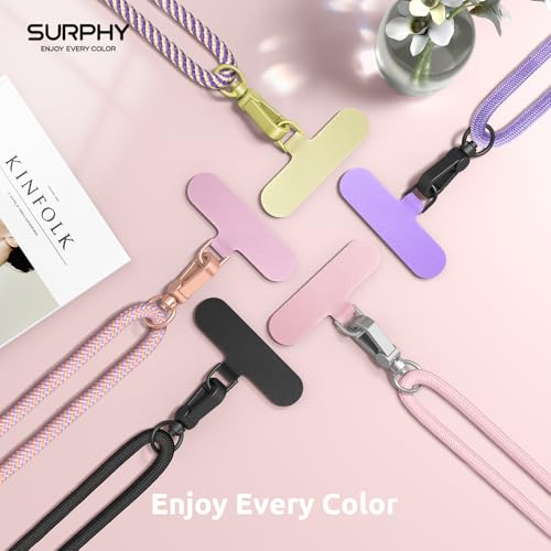 SURPHY Phone Lanyard Crossbody, Phone Strap Crossbody with 2 Tether Tabs - color: Pink & Purple
