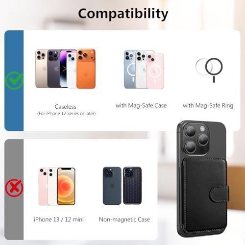 for MagSafe Wallet, Magnetic Phone Wallet RFID Blocking, 4 Card Holder - color: Black