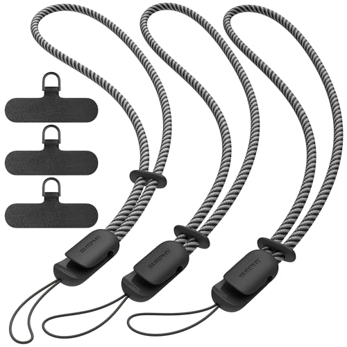 SURPHY 3 Pack Phone Wrist Strap, Phone Lanyard with Cellphone Tether Tab - color: Black & Black & Black
