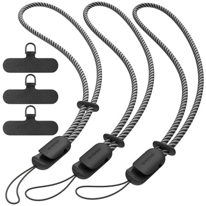 SURPHY 3 Pack Phone Wrist Strap, Phone Lanyard with Cellphone Tether Tab - color: Black & Black & Black