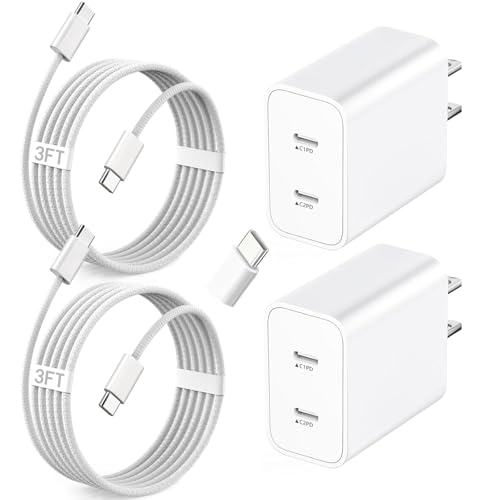 iPhone 17 Pro Max Fast Charger,2-Pack USB C 2in1 Dual PD Charging Block with USB C Woven Charger Cable for iPhone 17e/17 Pro/Air/17/iPhone 16 Pro Max/16 Plus/16e/15 Pro Max/15 Plus,iPad Pro/Air/Mini - color: Woven, size: 3ft