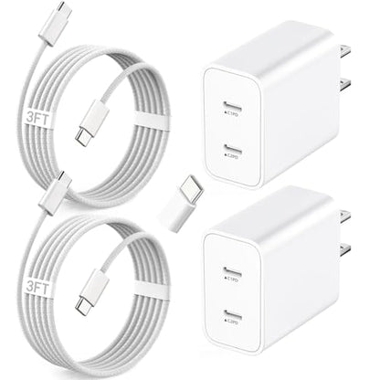 iPhone 17 Pro Max Fast Charger,2-Pack USB C 2in1 Dual PD Charging Block with USB C Woven Charger Cable for iPhone 17e/17 Pro/Air/17/iPhone 16 Pro Max/16 Plus/16e/15 Pro Max/15 Plus,iPad Pro/Air/Mini - color: Woven, size: 3ft