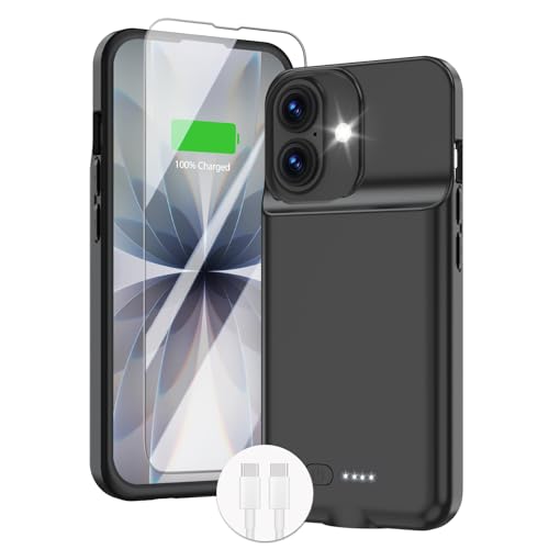 GIN FOXI Battery Case for iPhone 17, Charging Case Charger 8500mAh Ultra-Slim Lightweight Powerful Battery Pack 15W Fast Rechargeable Anti-Fall TPU Juice Box for iPhone 17 (6.3") Black