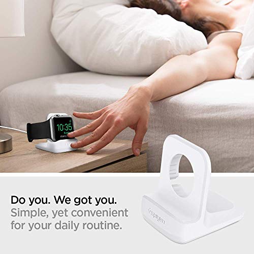 Spigen for Apple Watch Charger Stand, Durable TPU with Non-Slip Base - color: White, size: Classic