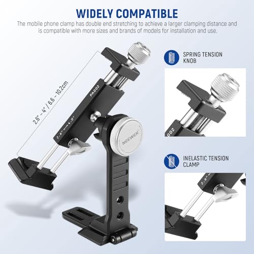 NEEWER Smartphone Tripod Mount Aluminum Alloy, 360° Rotatable Phone Stand