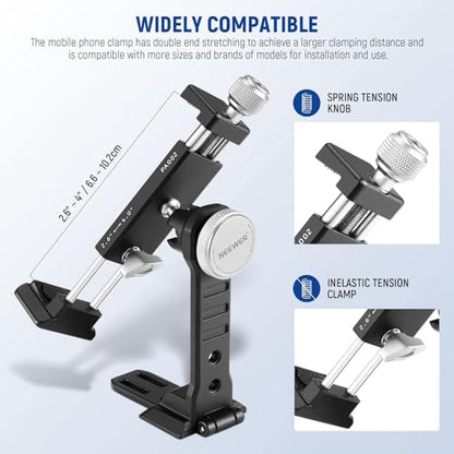 NEEWER Smartphone Tripod Mount Aluminum Alloy, 360° Rotatable Phone Stand