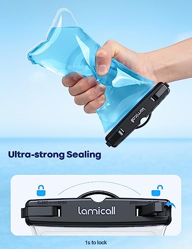 Lamicall Waterproof Phone Pouch Floating - [2 Pack][ Soft Click ] | for Galaxy S25 Ultra, S22 23 S24 Ultra with Case, for iPhone 17 16 15 14 13 Pro Max, for 7.5" with Case - color: Float White-7"