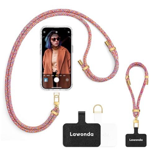 2 Pads Phone Lanyard Adjustable Crossbody Cell Phone Neck Strap - color: Pink Colorful