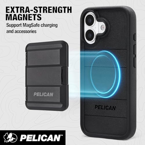 Pelican Protector iPhone 17 Case - Rugged MagSafe Phone Case - Black | Magnetic Phone Case w/16ft Military-Grade Drop Protection - Anti-Scratch, Heavy Duty Phone Cover for iPhone 17 - color: Black, style: iPhone 17