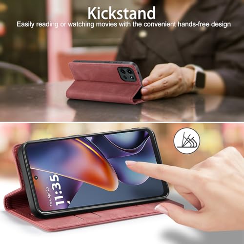 Moto G 5G 2025/5G 2026/Play 2026 Wallet Case with [RFID Blocking],Red | Card Holder, Kickstand, Magnetic, Soft Leather Flip Case Wallet for Moto G 5G 2025/Moto G 5G 2026/Play 2026 - color: Red, size: Moto G 5G 2025/2026 6.7"