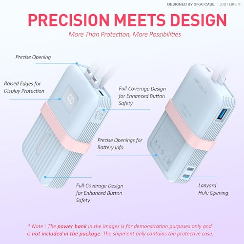 Silicone Case for Anker Zolo Power Bank (10,000mAh 30W) A1680/A1688 Protective Cover with Lanyard Slot, Drop-Proof Dust-Proof Precise Cutouts for Daily Use & Travel (Blue) - color: Blue