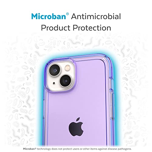 Speck Clear iPhone 15 Plus & 14 Plus Case Drop Protection, Scratch Resistant Dual Layer Slim Phone Case for 6.7 Inch iPhones - Anti-Yellowing & Anti-Fade Case - Amethyst Purple GemShell - color: Amethyst Purple/Clear