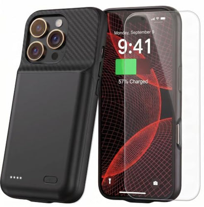 Battery Case for iPhone 16 Pro Max, Ultra-Slim Travel Portable Charging Case, 2026 Upgrade 7000 mAh Extended Battery Life, Premium Materials Rechargeable Charger Case Black