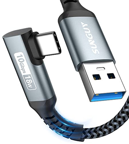 SUNGUY 10Gbps Android Auto USB C Cable, 1FT Right Angle CarPlay USB Cable - color: Grey, size: 1ft