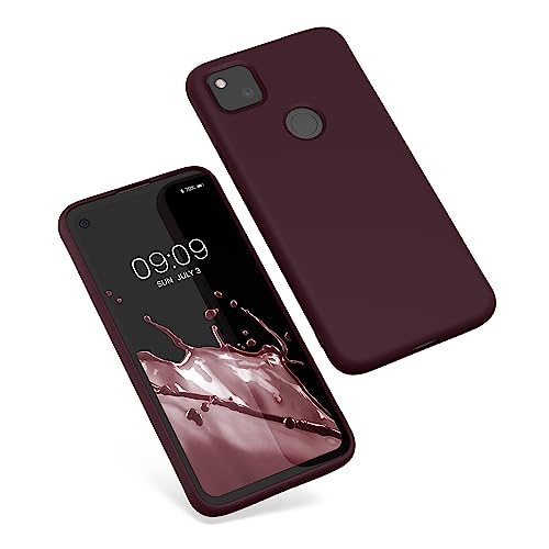 kwmobile Case Compatible with Google Pixel 4a Case - Slim Protective TPU Silicone Phone Cover - Bordeaux Violet - color: bordeaux violet