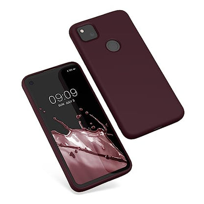 kwmobile Case Compatible with Google Pixel 4a Case - Slim Protective TPU Silicone Phone Cover - Bordeaux Violet - color: bordeaux violet