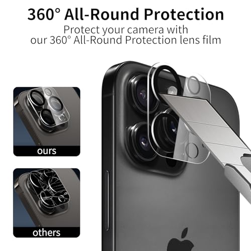 3 Pack Screen Protector for iPhone 16 Pro with 3 Pack Camera Lens Protector, Tempered Glass Film, 9H Hardness, HD Clear, Scratch Resistant, Case Friendly, Easy Install - size: iPhone 16 Pro