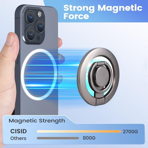 Magnetic Phone Ring Holder Grip with Metal Ring Sticker - color: Black