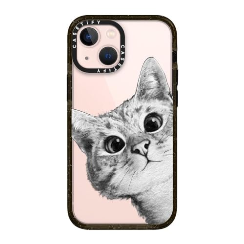 CASETiFY for iPhone 13 Mini Case - Impact | Slim Fit | 6.6 ft. Drop Protection | peekaboo cat on rose gold | Black - color: peekaboo cat on rose gold, size: Iphone 13 Mini (5.4")