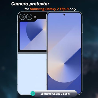 1 Pack Camera Lens Frame for Samsung Galaxy Z Flip 6, 9H Glass Screen Protector Anti-Scratch, Tempered Glass Metal Individual Camera Cover Accessories for Samsung Galaxy Z Flip 6, Black - size: for Galaxy Z Flip 6