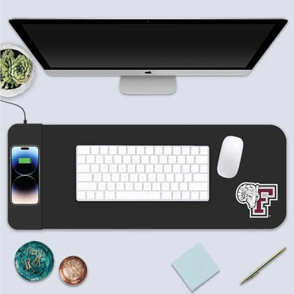 OTM Essentials Fordham University Classic Wireless Charging Cloth Desk Mat, Durable Office Supplies, Non-Slip Base, Quick Charging Wireless Desk Pad, Black - size: Classic- Charging, style: Fordham University