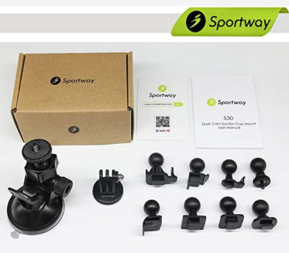 Sportway S30 Pro Dash Cam Suction Mount (2 Gen) 360° Secure Adjustable View