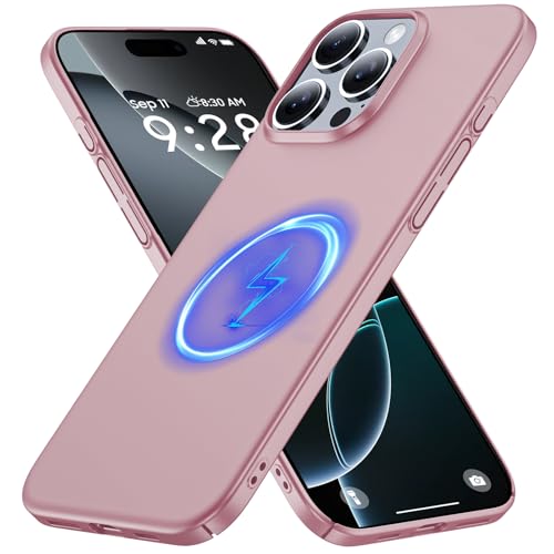 GRECAZO Magnetic Ultra Thin Frosted Designed for iPhone 16 Pro Phone Case 6.3 inch(2024) Slim Minimalist Lightweight Matte Hard PC Compatible with Magsafe Cover Protective Bumper Case-Dawn Pink - color: Dawn Pink, size: iPhone 16 Pro