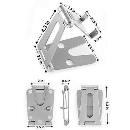 Cell Phone Tablet Fully Foldable Stand Dock Holder Cradle Mount Organizer Charger Station Table Desk Bed Office School Kitchen Travel Portable Adjustable Multi-Angle Aluminum (Silver) - color: Silver