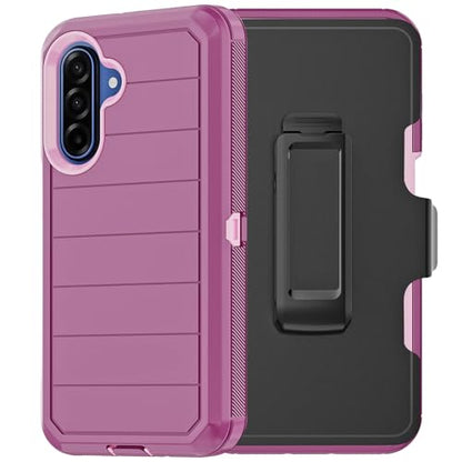 for Samsung Galaxy A17 Case with Belt Clip Holster & Kickstand, Heavy Duty 3-Layer Military Grade Rugged Full Body Protection Cover Case for Galaxy A17 5G (Wine/Pink) - color: Wine/Pink