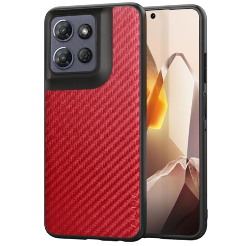 Case for Motorola Moto G Power 2025 Carbon Fibre Texture Shockproof Slim Case Non-Slip Full Body Protective Phone Case (Red, for Moto G Power 2025) - color: Red Power 2025
