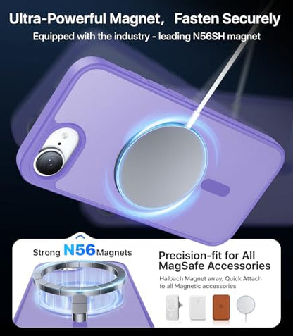 Eastinbox Magnetic iPhone 17e & 16e Case, Matte Case, Lightpurple | Shockproof, Compatible with MagSafe, Military-Grade Protection, Anti-Yellowing, Phone Case for iPhone 17 e/16 e 6.1" - color: Light Purple