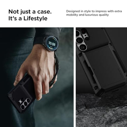 VRS DESIGN Damda Glide Pro for Samsung Galaxy S26 Ultra Case (2026), [US Patented] Semi-Auto Card Holder Wallet Case [4 Cards], Heavy Duty Rugged Shockproof Protective Cover (Liberty Black) - color: Liberty Black