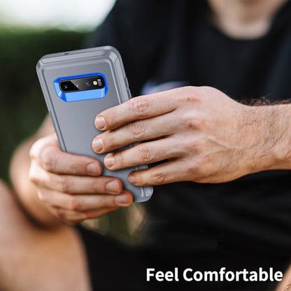 for Galaxy S10 Case,[Without Screen Protector] Heavy Duty Shockproof Dust/Drop Poof 3 Layers Full Bady Protection Rugged Cover for Galaxy S10,Grey/Dark Blue - color: Grey/Dark Blue