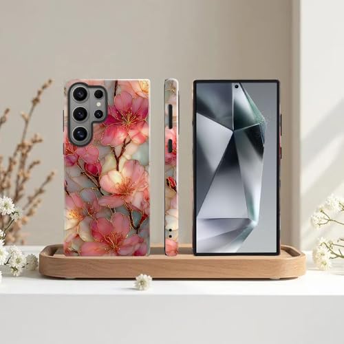 Compatible with Samsung Galaxy S26 Ultra Case,Glossy Case All-Round Protection Shockproof Anti-Scratches TPU Cover,Cases for Man Woman-Blossoms Pink Flower Stained Glass - color: Blossoms Pink Flower Stained Glass, size: Galaxy S26 Ultra