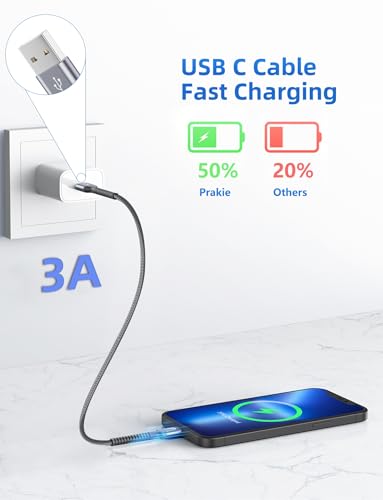 USB C Cable Fast Charging, 2Pack 1FT USB A to USB C Charge Cable Short - color: Grey, size: 1FT, style: USB A to USB C