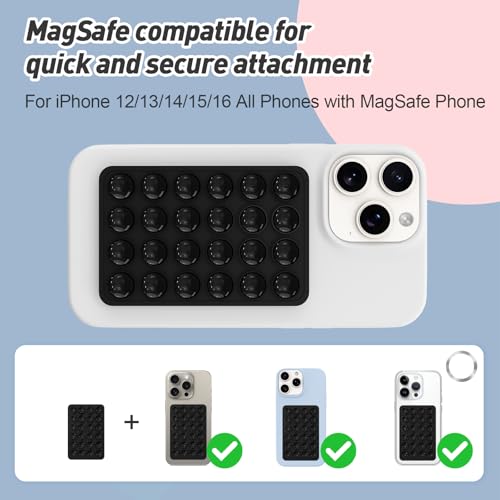 Magnetic Suction Phone Mount for MagSafe Case,Silicone Sticky (Black) - color: Black