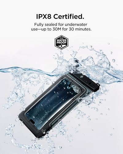 Spigen Aqua Shield Floating Waterproof Phone Pouch, Lanyard (2 Pack) | Outdoor Usage, For all iPhone Series, Pixel Series, Galaxy S/Z Fold Ultra/Z Fold/Flip Series Universal Compatibility - Black - color: Black