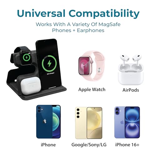 BLACK+DECKER 3 in 1 Charging Station for Apple Multiple Devices, (Black) - color: Black