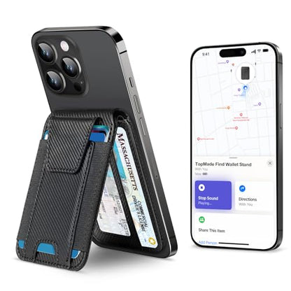 for MagSafe Wallet Works with Apple Find My, Strongest Magnetic Wallet - color: Carbon Fiber Black