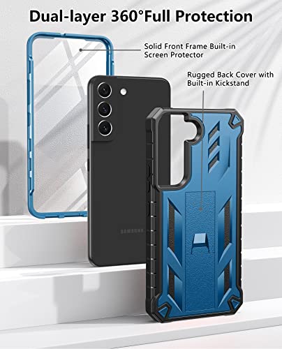 SOiOS for Samsung Galaxy S22 Protective Case: Military Grade Drop Proof Protection Mobile Phone Cover with Kickstand | Rugged Shockproof TPU Matte Textured Sturdy Phone Bumper (Blue) | 20FT Military-Grade Drop Shockproof Protection, Durable Matte Textured