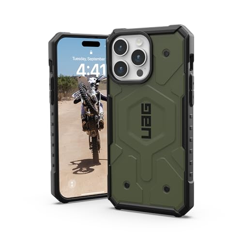 URBAN ARMOR GEAR UAG [Updated Ver] Compatible with iPhone 15 Pro Max Case 6.7" Pathfinder Olive Drab Built-in Magnet Compatible with MagSafe Charging Rugged Military Grade Dropproof Protective Cover - color: Olive Drab