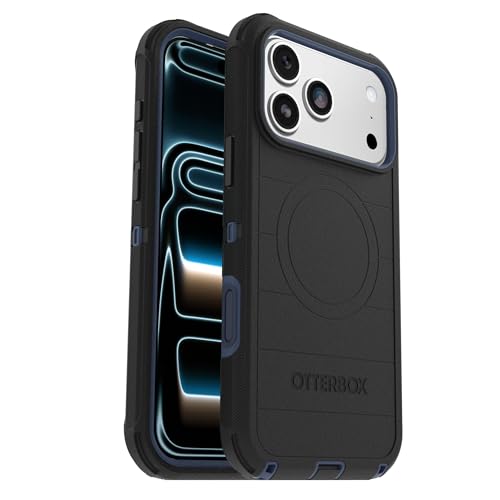 OtterBox iPhone 17 Pro (Only) - Defender Series Case - Black Shadow (Black & Blue) - Snaps on MagSafe - Tough - Rugged & Durable - color: Black Shadow (Black & Blue), style: iPhone 17 Pro