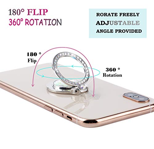 Glitter Bling Bling Phone Ring Holder,Sparkle Phone Ring Artificial Diamond Stand,Rhinestone Cell Phone Finger Ring for Phones, Pad (Silver) - color: Silver