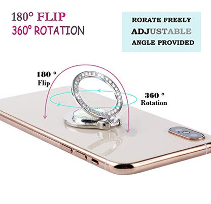 Glitter Bling Bling Phone Ring Holder,Sparkle Phone Ring Artificial Diamond Stand,Rhinestone Cell Phone Finger Ring for Phones, Pad (Silver) - color: Silver